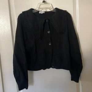 & Other Stories | S | Black Cropped Peter Pan Collar Cardigan